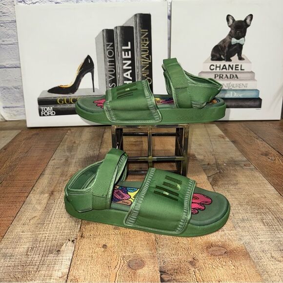 Adidas‎ x Pharrell Williams Men’s HU Adilette 2 Ankle Sandal Sz 12 Green FU7611 main image 5